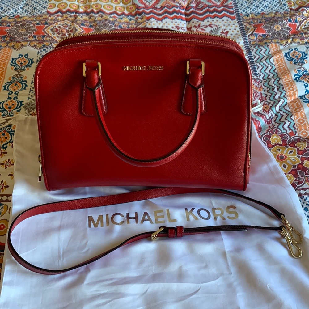 Michael Kors Red Leather Satchel.